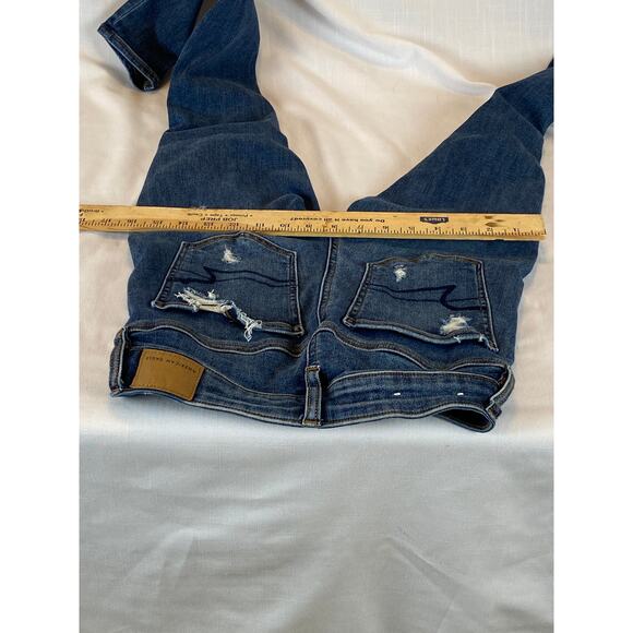 American Eagle next level stretch size 2 jeggin crop distressed medium blue wash - Picture 8 of 15